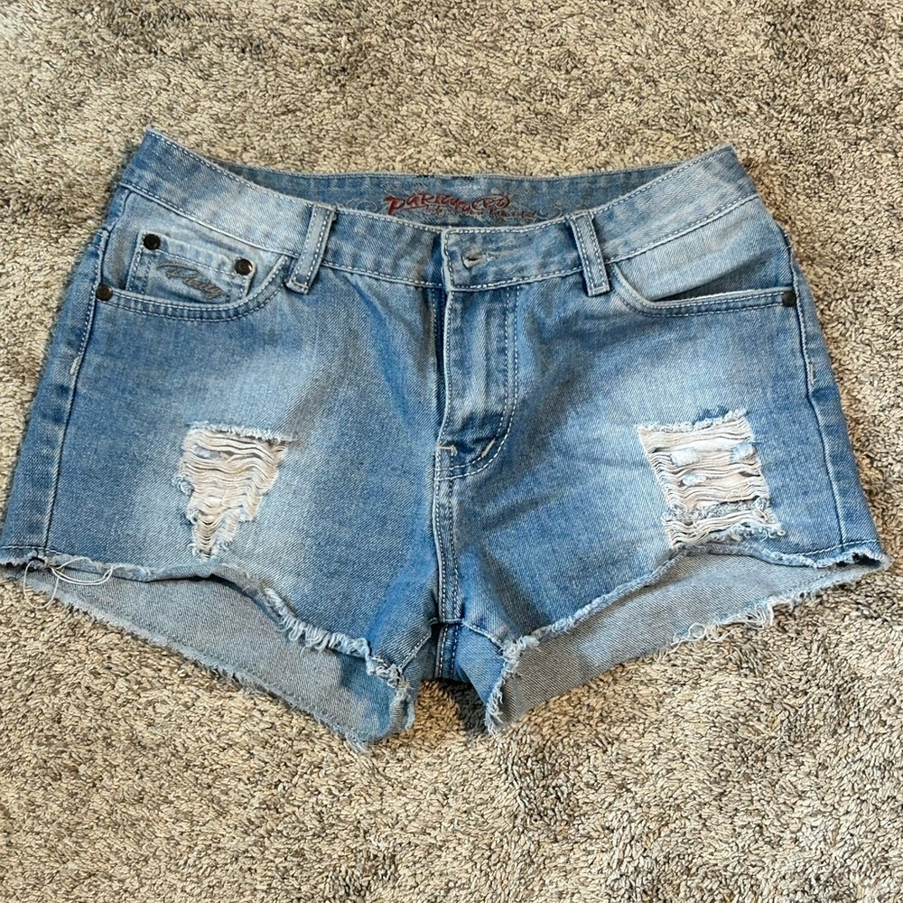 super short low waisted jean shorts, no size but fits like a small